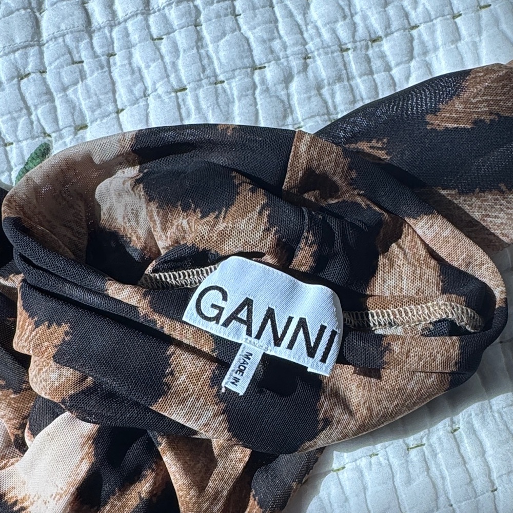 GANNI Leopard Print Long Sleeve Top Size L - Picture 4 of 5